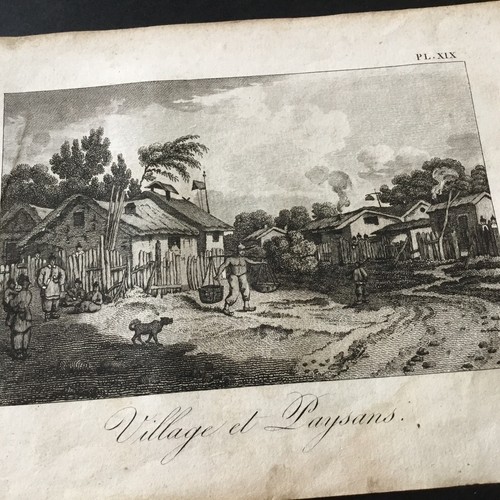 Incisione cina 1817 villaggio - incisione,