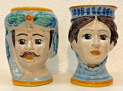 Coppia vasi vintage teste - di,