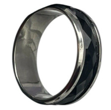 ANELLO FASCIA ARGENTO NERO