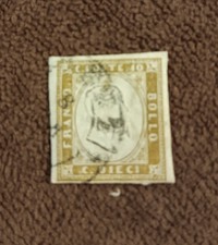 Francobollo Antichi Stati: 10 Cent SARDEGNA FIRMATO CARDILLO 14d