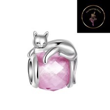 🩷 Charm Gatto Rosa Vetro di