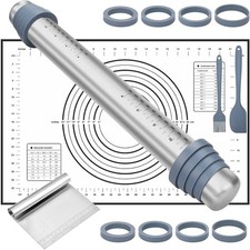 Set mattarello acciaio inox - mattarello,