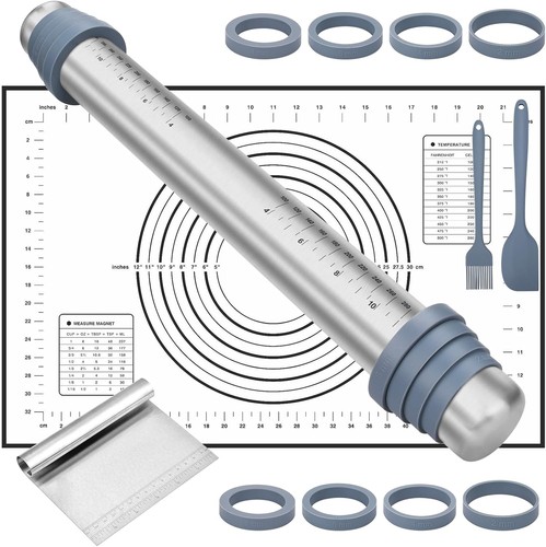Set mattarello acciaio inox - mattarello,