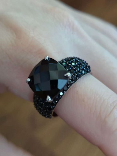 Anello spinello nero rodio - anello,