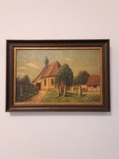 Dipinto olio vintage chiesa