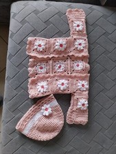 Completino Bimba Giacca + Cappellino Neonata Fatto A Mano 0-3 mesi 