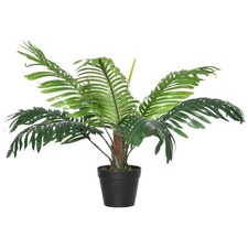 Outsunny Palma in Plastica Decorativa, Pianta Finta Tropicale con Vaso