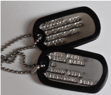 PIASTRINE MILITARI DI RICONOSCIMENTO ESERCITO AMERICANO USMC DOG- TAGS