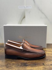 Santoni Mocassino  Flex Pelle Marrone Luxury Santoni Scarpa Uomo 41