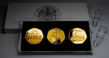 Cased Trio of RMS TITANIC 24ct