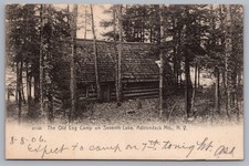 Vecchia cartolina Log Camp settimo lago Adirondack Mountains Adirondacks UDB N14