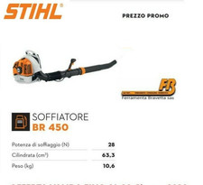  Soffiatore STIHL BR 450 - Spalleggiato, leggero, potente motore 63,3 cc - 2 MIX
