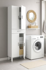 Armadio Multiuso Grande Oxnard, Mobile per Bagno O Lavanderia a 4 Ante E 1 Casse