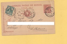 6128) intero postale FLOREALE 7,5c domanda +5c 1904 MONTEMAGGIORE BELSITO