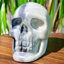 1,49LB Raro cristallo Taiji pietra teschio arte intaglio, usato per decorazione casa