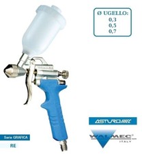 MINI AEROGRAFO Ø 0,3 0,5 0,7 capacità 250cc LINEA GRAFICA RE ASTURO WALMEC ITALY