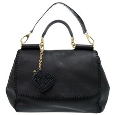 Borsa a tracolla Dolce & Gabbana Sicily 2 vie in pelle nera usata NA