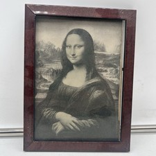 Quadro Monna Lisa cornice legno mogano 20×15 cm vintage