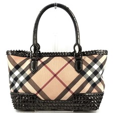 Borsa a mano Burberry Nova Check in pelle metallizzata PVC borse di design