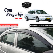 Visiere Finestrini Mugen per Honda Civic İES EK 96-00 4 pz Parapioggia Nero ...