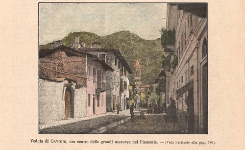 Stampa antica cavour veduta - cavour,