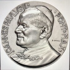 Papa Giovanni Paolo II -Medaglia argento gr.45,6 Visita a Prato - Anno 1986 FdC.