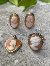 Parure Cammeo Anni 60 Argento 800 (ciondolo, anello, orecchini)