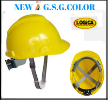 CASCHETTO DA LAVORO ELMETTO  CON SOTTOGOLA E MENTO REGOLAZIONE A ROTELLA GIALLO