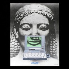 OLIVETTI PHILOS poster italiano pubblicità computer scultura greca laptop F50