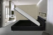 LETTO CONTENITORE MATRIMONIALE CON DOGHE -LETTI DESIGN MODERNO ECOPELLE NERO