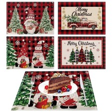 KASESSS 4 Pezzi Tovagliette Natalizie Lino Tovagliette Americane Natalizie