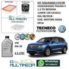 TAGLIANDO 3 FILTRI OLIO ORIGINALE 0W20 VOLKSWAGEN TIGUAN II 1.5 TSI 110KW 150 CV