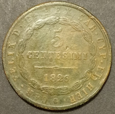 5 CENTESIMI LIRE 1826 MB BB