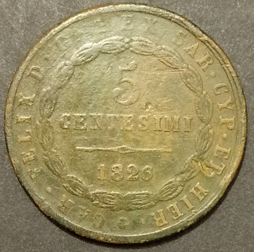 Centesimi lire 1826 bb - mb,