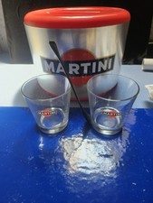 Secchiello Ghiaccio Vintage MARTINI con Bicchieri E Cucchiaino Da Bar