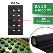 Telo per PACCIAMATURA Polietilene Nero con Fori Paralleli 40x40 cm Larg. 100