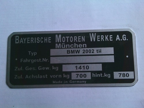 Targa bmw 2002 - 2002, kg