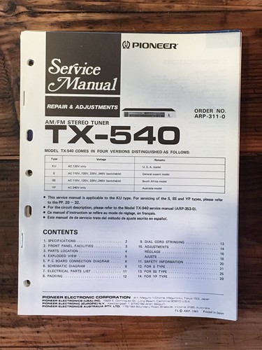 Pioneer 540 sintonizzatore - tx-540,