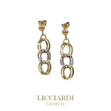 Orecchini donna pendenti a catena oro bicolore 18kt