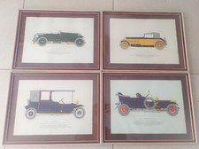 ♥ 4 STAMPE AUTO D'EPOCA CON CORNICE BENTLEY LANCHESTER ROLLS-ROYCE ALFA ROMEO