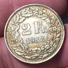 MONETA SVIZZERA 2 FRANCHI 1958 10 gr ARGENTO 835