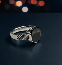 Anello da Uomo Acciaio Chirurgico con Onice nero  misure 9, 10, 11, 12