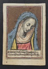 Maria Landshut -collage di tessuti colorati su carta XIX secolo- quadro devozionale D025