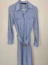 Zara Camicia Abito Lungo Blu