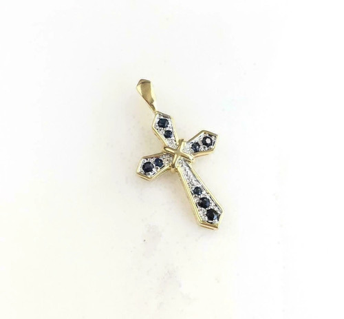 Ciondolo mini croce zaffiro