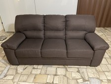 Divano 3 posti in tessuto marrone scuro come nuovo