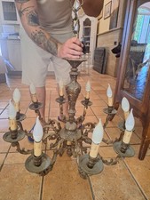 lampadario in Ottone Massiccio, vintage anni 50