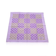 Sciarpa piccola originale Cartier vintage giallo lilla logo e cotone leopardato