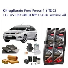 KIT TAGLIANDO PER FORD FOCUS 1.6 TDCI 110 CV 07> G8DB FILTRI + OLIO service oil