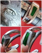 Anello?ARGENTO 925 massiccio STERLING n.16 SMALTO fuoco VINTAGE uomo donna 8 gr